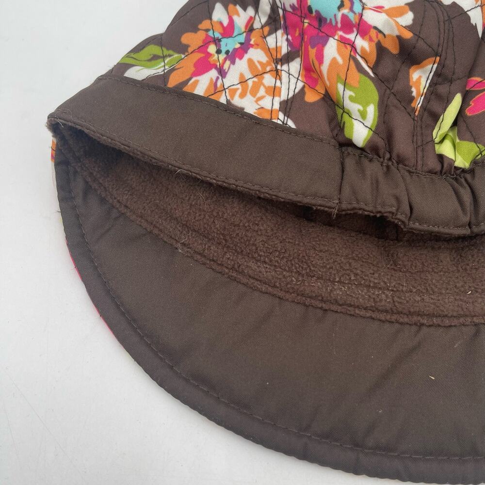 VERA BRADLEY Hat Cap English Rose Newgirl Cozy Fleece Lining Brown Casual Fall - Picture 9 of 14